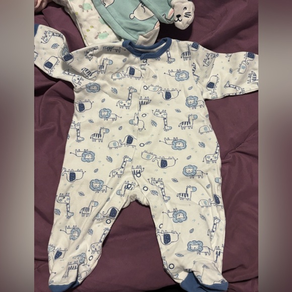 Little Me Blue and White Safari Print Footie - Picture 1 of 2